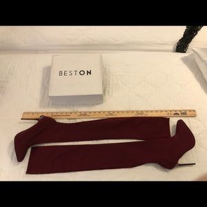 Stretchy-material, thigh-high boots